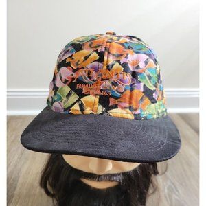 Vintage Atlantis Paradise Island Bahamas Hat All Over Fish Print USA Cotton Snap